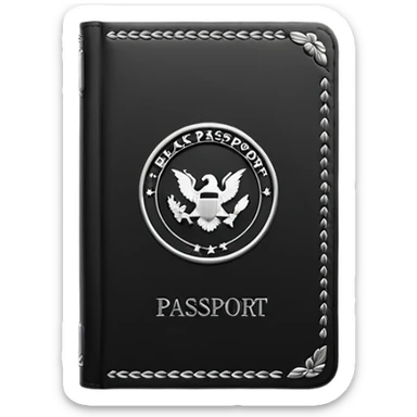 black passport with minimal silver details sticker