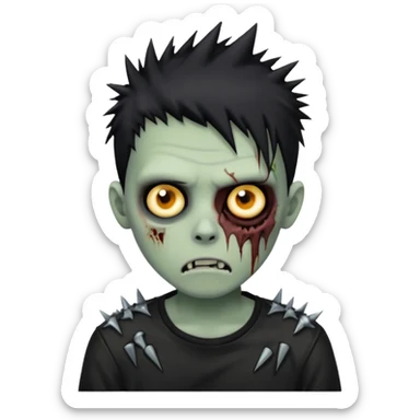 zombie boy with spiky emo hair and black shirt  sticker