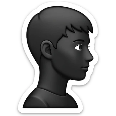 Minimalistic flat vector icon, iOS style, thin black outline on white background. Person silhouette. Black, completely monochrome, matte.  sticker