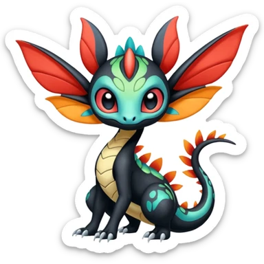 Colorful Exotic Meloetta-Toothless-Salandit-Stitch-Fakémon-creature-hybrid sticker