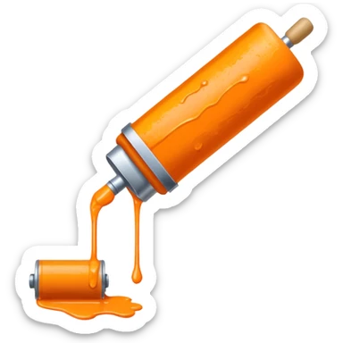 paint roller with orange paint on it sticker