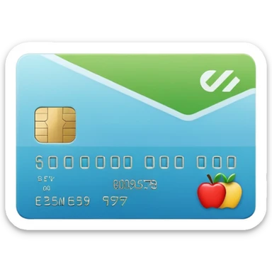 Apple style emoji of a credit card with a check mark, minimalistic, clean design, flat colors sticker