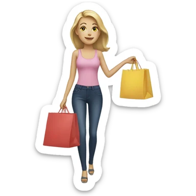 white woman buying shopping sticker
