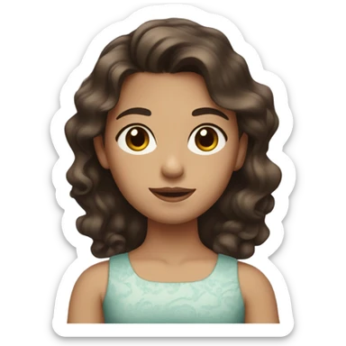 girl with wavy dark brown hair and brown eyes in a dress  sticker