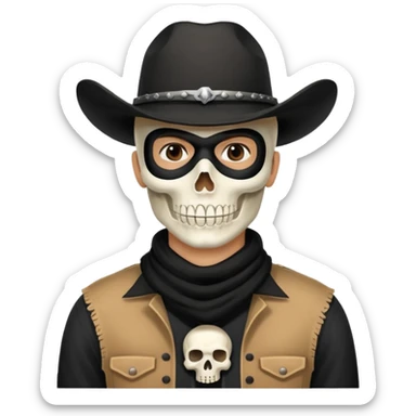 🤠+💀, colocar uma máscara preta no pescoço  sticker