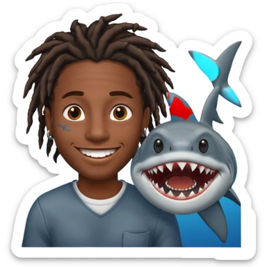 Dark skin black male with locs and shark bite piercings sticker