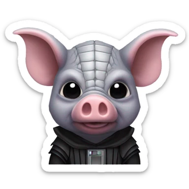 Lavender gray Pig darth Vader face armadillo darth Vader fanned tail feathered tail pig armadillo darth Vader face sticker