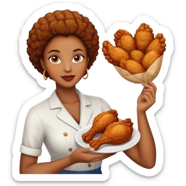 Black women holding a piece of fried chicken  sticker