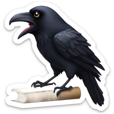 Angry Raven holding the letter K sticker
