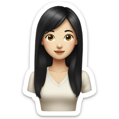 asian girl long black hair sticker