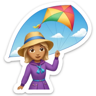 women with kite,Kite Flyers, big kite. sticker