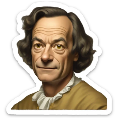Richard Feynman portrait paining in a Renaissance styles with a gold frame sticker