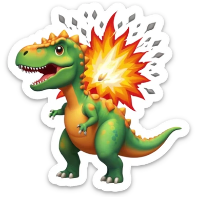 Dinosaur farting out a explosion sticker
