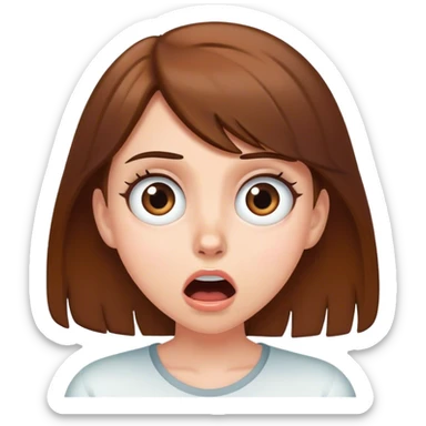 shocked girl with brown hair white girl sticker