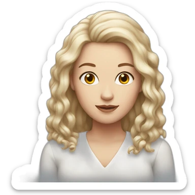 white woman with ruby long hair sticker