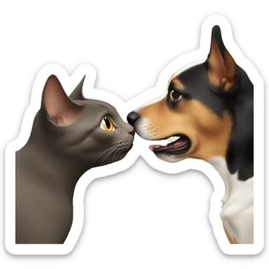 Cat and dog sniffing each others butt sticker