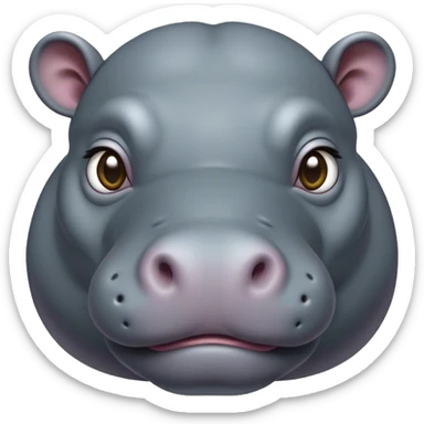 Cinematic Noble Hippo Portrait Emoji, Poised and regal, with a massive, robust build and a smooth, well-groomed slate-gray hide, deep-set soulful eyes, Simplified yet sharp and sophisticated features, highly detailed, glowing with a soft, dignified glow, high shine, intelligent and calm, stylized with an air of riverine majesty, focused and attentive, soft glowing outline, capturing the essence of a watchful and confident water-dweller, so majestic it feels as though it could lumber out of the screen with effortless authority! sticker