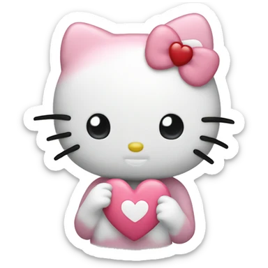 hello kitty with heart  sticker