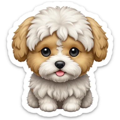 maltipoo white a little bit dirty  sticker