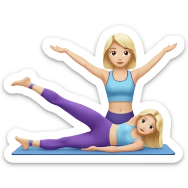 a blonde woman doing pilates  sticker