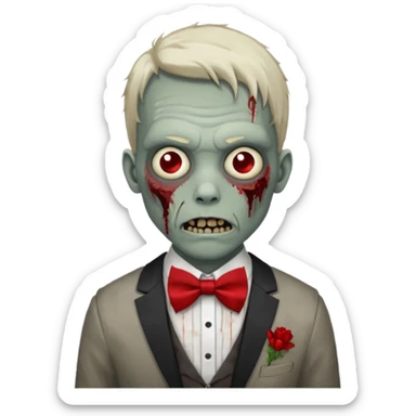 zombie with red bow tie sticker