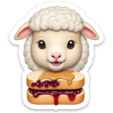 cute baby sheep eating peanut butter and jelly  sticker
