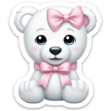 white teddy bear with pastel pink bows sticker