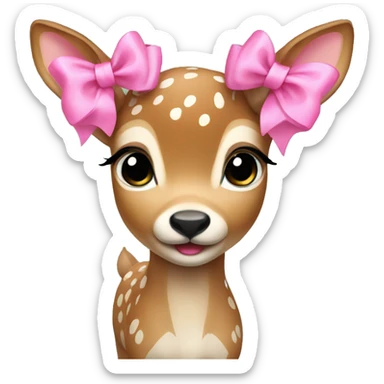 Fawn with pink bow sticker