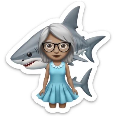 create me a slack emoji of a very old tiger shark, dressed like an old lady, with grey hair and glasses sticker