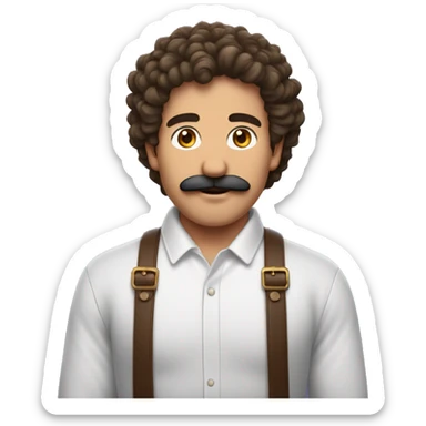 Homme bruns cheveux bouclés, bouc et et moustache  sticker