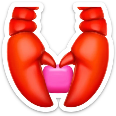 lobster claws with spread out pink chewing gum between the claws sticker