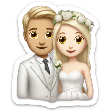 A couple of boy and girl getting married White skin sticker