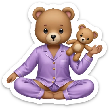 Light purple silk pyjamas set with a teddy bear  sticker
