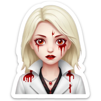 Women Vampire withwhite coat dress and eyes should be red with blood sticker