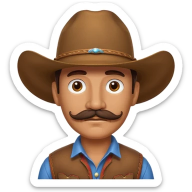 brown cowboy with mustache sticker