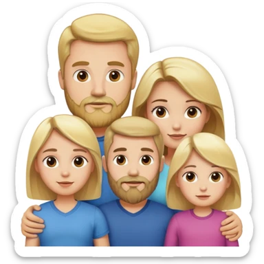Family: blonde hair and beard man, brunette woman, blonde little girl  sticker