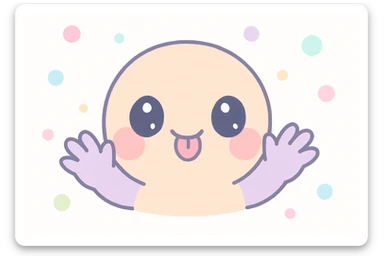 happy face with tongue out, hands sideways on both sides of the face sticker