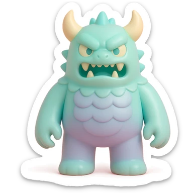 scary monster with horns, armored scales, fierce expression sticker