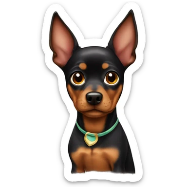 black brindle tan pinscher big ears costume sticker