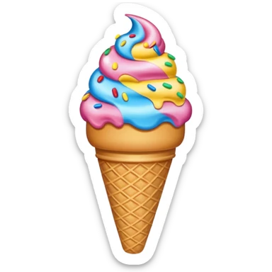 colorful ice cream cone with sprinkles sticker