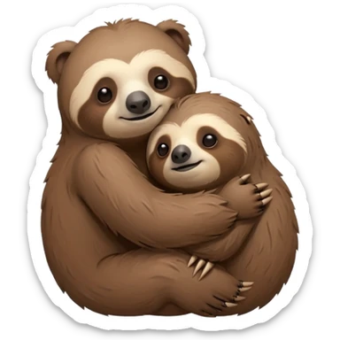 a sloth and a bear hugging sticker