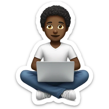 African American boy with laptop sticker