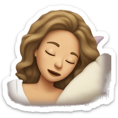 woman with long hair, snoring, in bed sticker