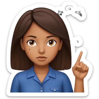 Latina girl pointing at a clock sticker