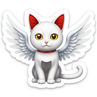 white cat with wings sticker