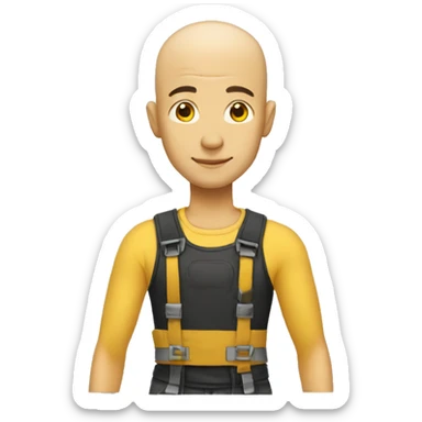 Man building house, no hair, yellow and black clothes sticker