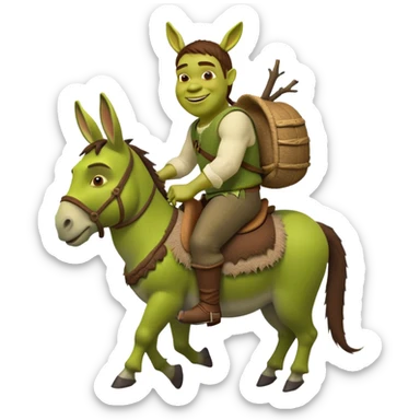 Shrek riding donkey sticker