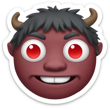 red japanese ogre with heart eyes sticker