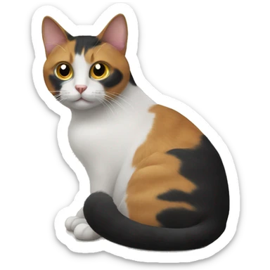 Three colored cat sitting near the window  sticker