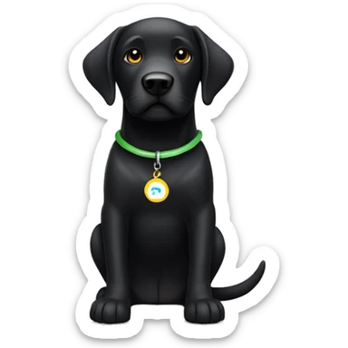 black Labrador with milo writen on its collar sticker